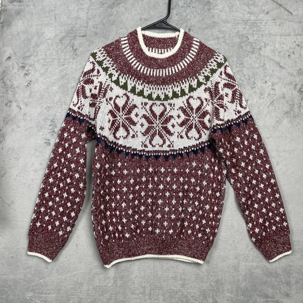Vintage Y2K Holiday Fair Isle Nordic Knit Sweater Small Cozy Wintercore Lounge